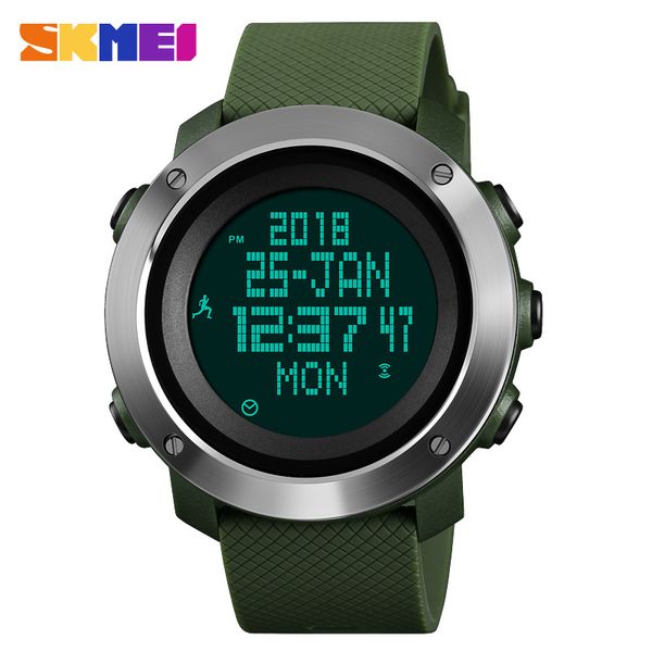

skmei men watch world time compass sports watches pressure pedometer satch calorie led digital watches relogio masculino, Slivery;brown