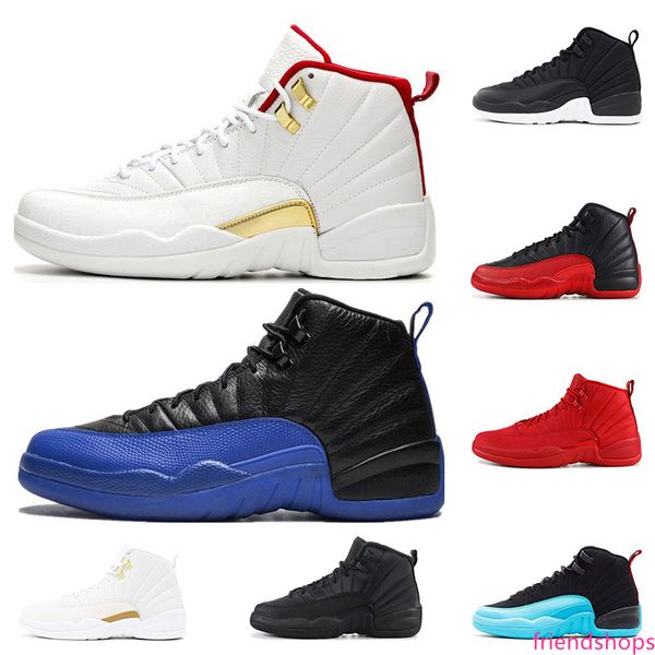 

mens basketball shoes 12 12s fiba game royal gym red nylon reverse taxi sneakers gym red gamma blue athletic trainers sports size 7-13