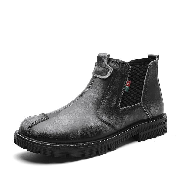

2019 new spring men boots leather ankle boots waterproof rubber rain mens fashion leisure, Black