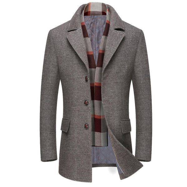 

men casual trench coat business long thicken slim overcoat jacket european size dropshipping, Black