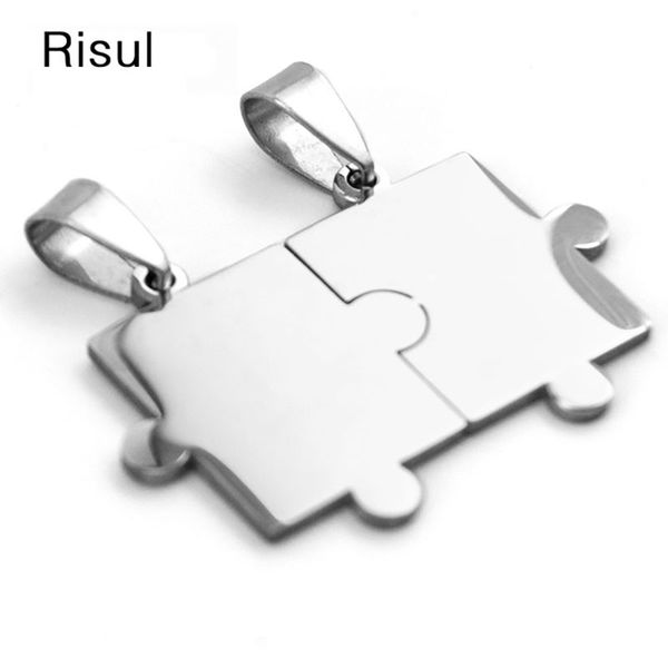 

100% stainless steel blank puzzle tags pendant for jewelry making metal jigsaw tag charm mirror polished wholesale 10pcs, Bronze;silver