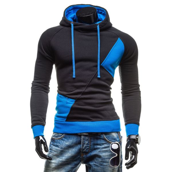 

new 2016 fashion men hoodies brand full sleeve casual hit color hoodie men slim fit sweatshirt plus size m-xxl fvbt, Black