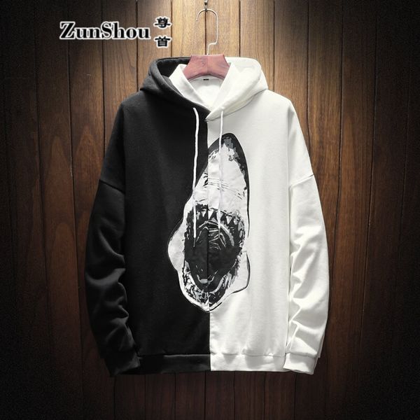 

korean fashion hip hop street students two-color stitching handsome personality pullover cap guard, Black