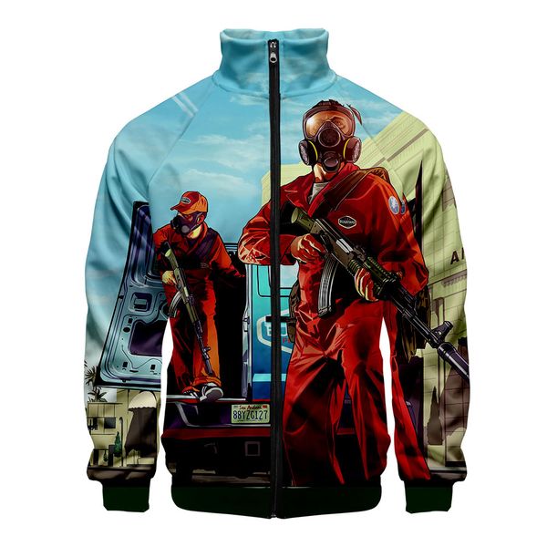 

money heist 3d printed stand collar jacket fashion casual harajuku zipper jacket men/women streetwear, Black;brown