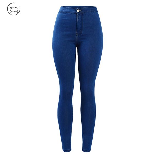 

репродуктивное jean brand new high street женщины синий высокой талией тощий джинсовые брюки джинсы для бесплатная доставка, Blue
