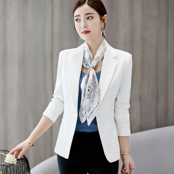 

spring autumn slim fit women formal jackets office work suit open front notched ladies solid black coat fashion coats, Black;brown