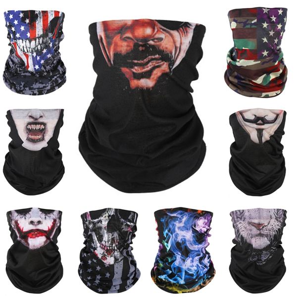 

magic skull scarf bandanas ice silk mask outdoor windproof dust veil sunshade neck designer protective mask k985-1#579, Blue;black