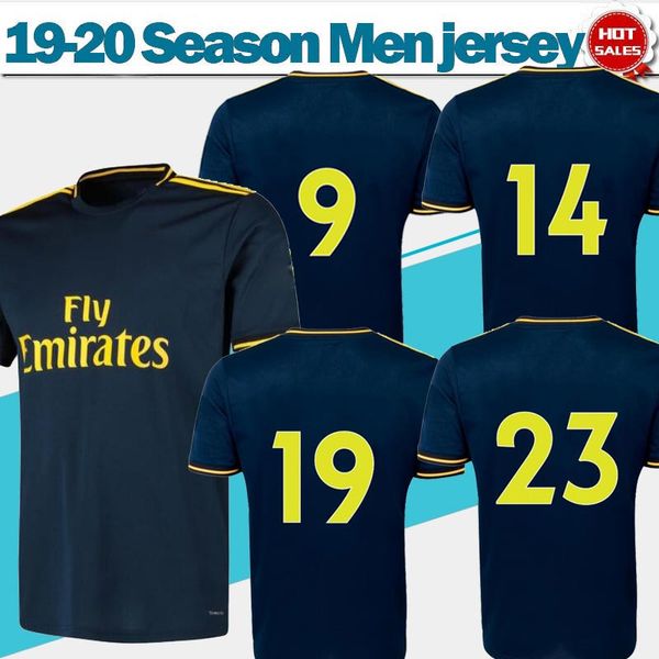 

2020 gunners third deep blue soccer jerseys 19/20 league club gunners 3rd soccer shirts men customized football uniforms on sale, Black;yellow