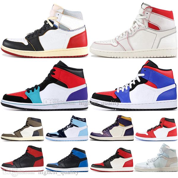 

высокое качество 1 og travis скоттс obsidian unc spiderman мужская обувь для баскетбола 1s top 3 banned бред toe мужчины спорт кроссовки на
