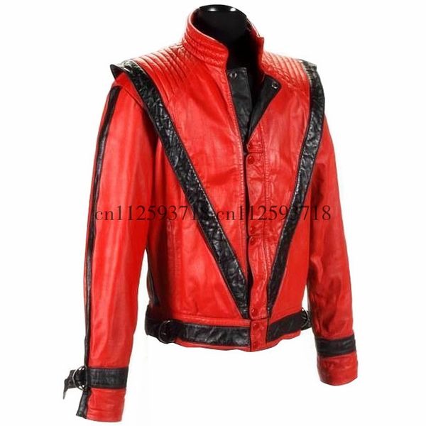 

mj michael jackson thriller style jacket in red pu leather, Black