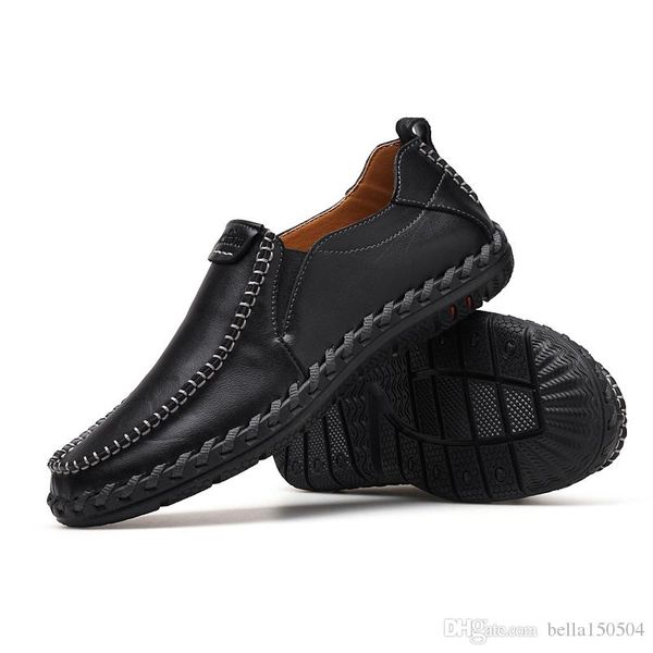 

genuine leather leisure dress shoe suede loafer official shoes gentle mens travel walk shoe casual comfort breath shoes for male, Black