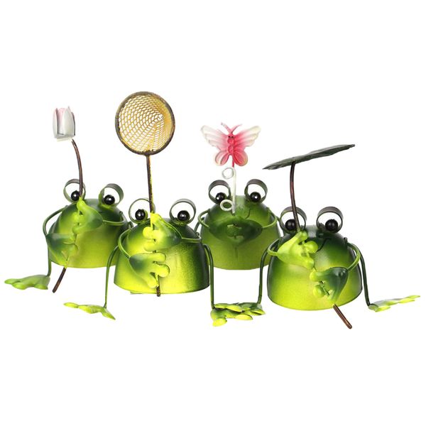 

4pcs creative iron frog figurine home office tableornaments decor gift