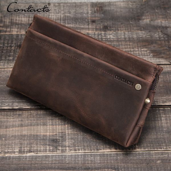 

2020 новый мужской бумажник ретро крейзи хорс кожа мужской сумка сцепления мода простой сплошной цвет мешок сцепления многофункциональный ко