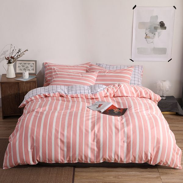 

pink stripes пододеяльник комплект хлопок постельные принадлежности одеяло обложка кровать постельного белье простыни с наволочкой нет утеши