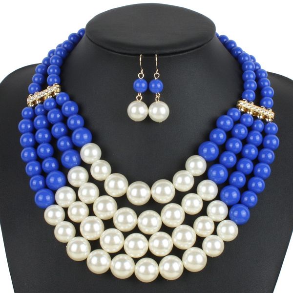 

exaggerated women's clavicle chain new multi-layer pearl necklace, Silver