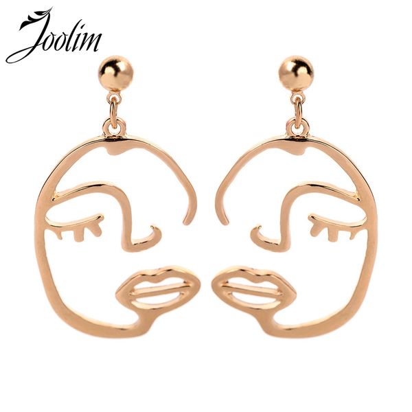 

joolim gold color face drop earring gold dangle earring wholesale, Silver