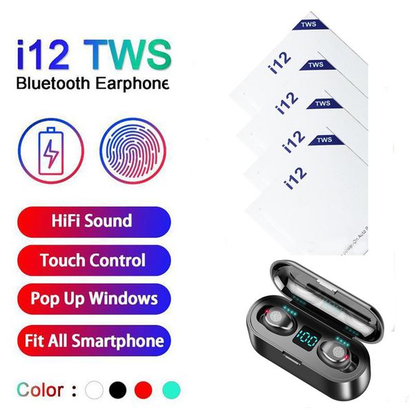 

i12 i9s i11 inpods 12 f9 tws bluetooth v5.0 wireless headphones pop up window earphones stereo touch control headset earbuds dhl