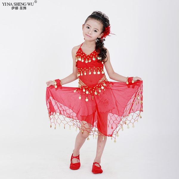 

stage wear kids belly dance costumes set oriental for girls bellydance clothing egyptian bollywood dancing, Black;red