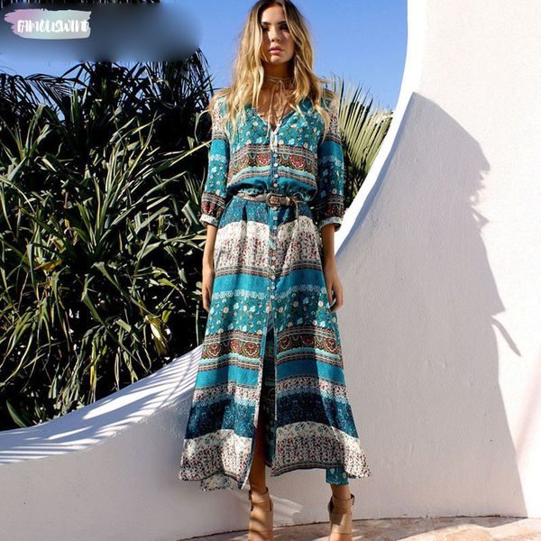 

women beach boho dresses bohemian dresses summer print v-neck long dress female bohemia plus size maxi dress vestidos dresses lady, Black;gray