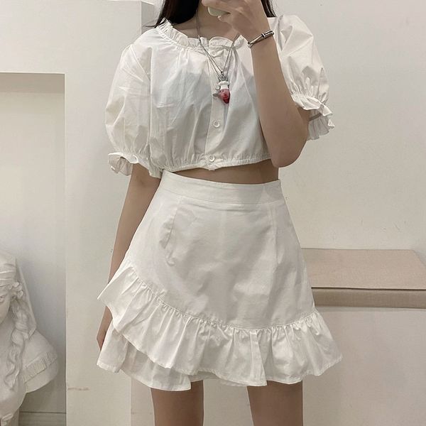 

sml 2 colors woman summer skirts 2020 korean chic style high waist a line mini skirt irregular skirt womens (x1439, Black