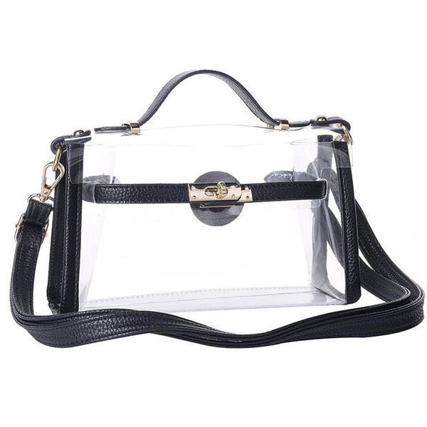 

clear crossbody messenger shoulder bag purse for women adjustable strap, black