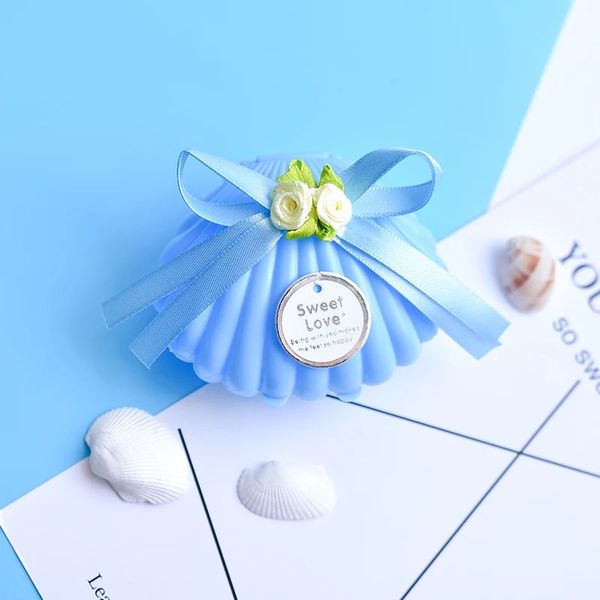 

sweet korean wedding sugar box individual blue shell wedding gift jewelry box papieren tasjes cadeau zakjes small gift 10pcs
