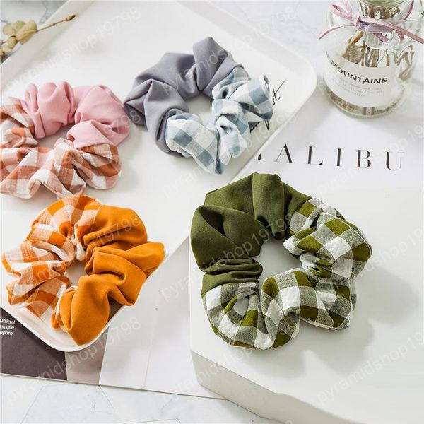 

reteo double color women hair tie accesorios scrunchie ponytail hair holder rope scrunchy basic hair band, Slivery;white