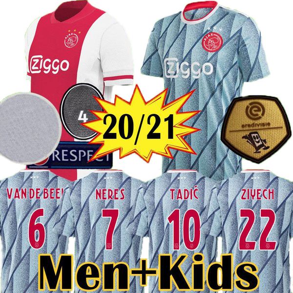 

20 21 ajax amsterdam soccer jersey 2020 2021 promes álvarez tadic neres ziyech van beek men + kids football shirt uniforms maillot away, Black