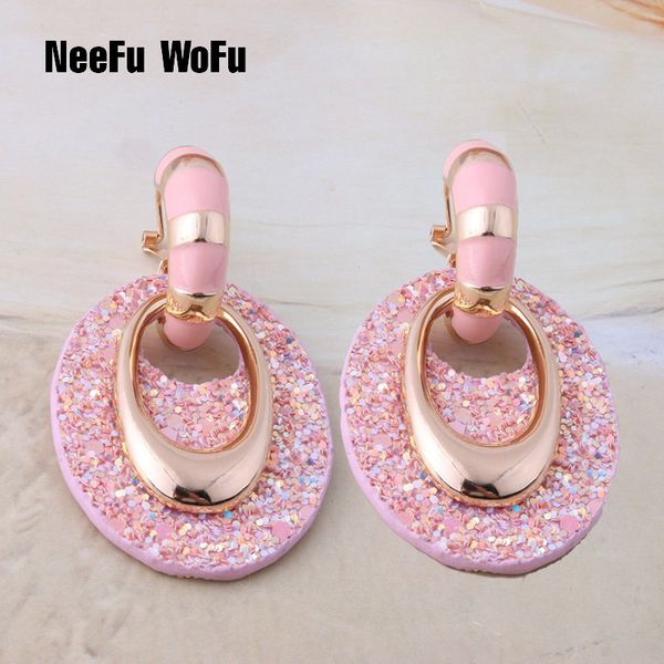 

neefu wofu leather earring drop big earrings jewelry long oval dangle woman career brinco ear oorbellen christmas gift, Silver