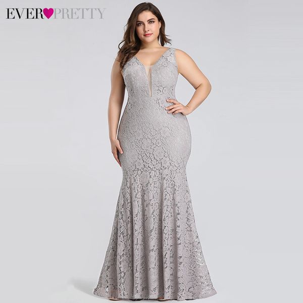 

plus size mermaid evening dresses long ever pretty double v-neck lace formal dresses women elegant party gowns vestido sereia, White;black