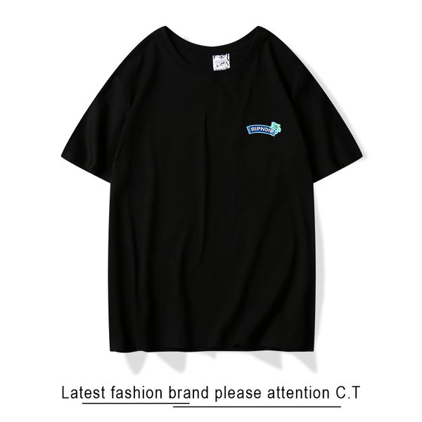 

20ss / ripndip италия ретро-дизайнер летних мужчин печать воздуха ctide письмо прилива фуфайка продажи вышитых платформы luminous частного з, White;black