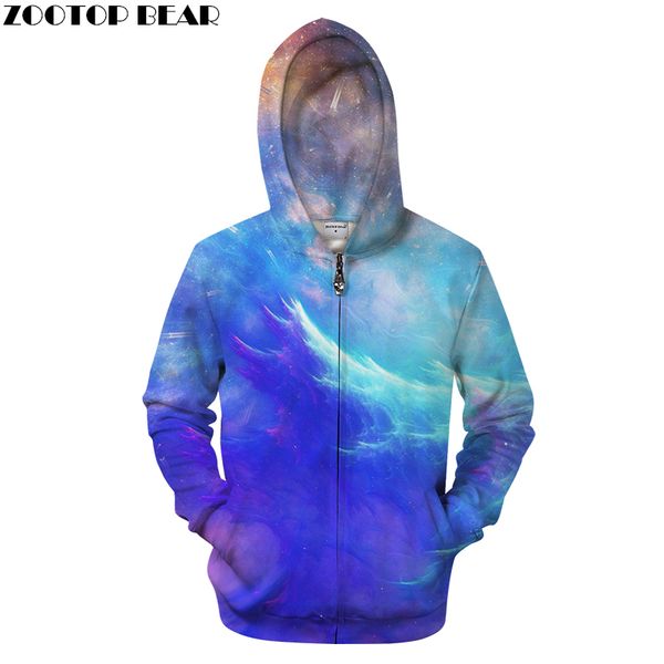 

galaxy 3d zip hoodie мужчины капюшоном молния спортивный костюм грут толстовка повседневная пальто с длинным рукавом пуловер streatwear челн, Black