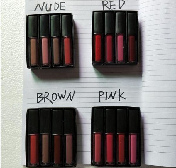 

2020 liquid lipstick kit the red nude brown pink edition mini liquid matte lipstick 4pcs/set ( 4 x 1.9ml