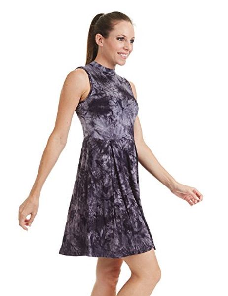 

come together california ctc womens mock neck sleeveless pullover tie dye tunic dress - made in usa, Black;gray