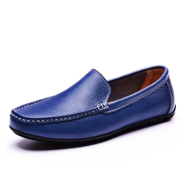 

men loafers quality split leather men flat shoes solid black breathable slip-on outdoor driving shoes