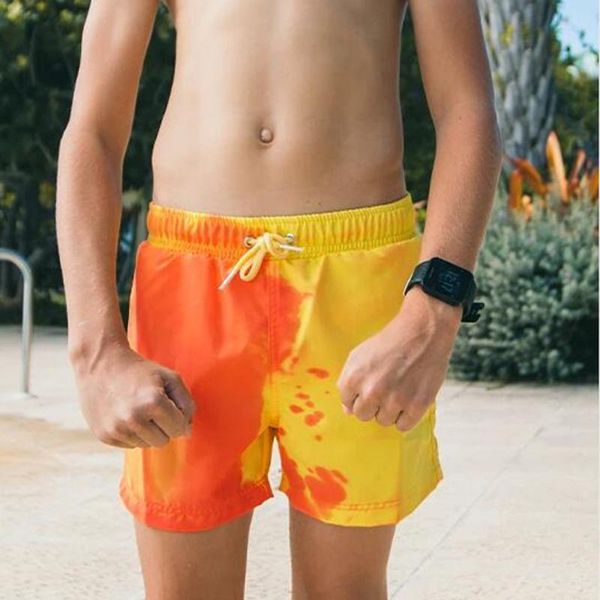

magical change color beach shorts for kids boys swimming trunks swimwear quick dry bathing shorts children beach #d