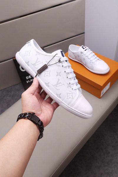 

platform men's shoes wild vintage luxury men's shoes leather men's low-sneakers new casual shoes white shoe 02, Black