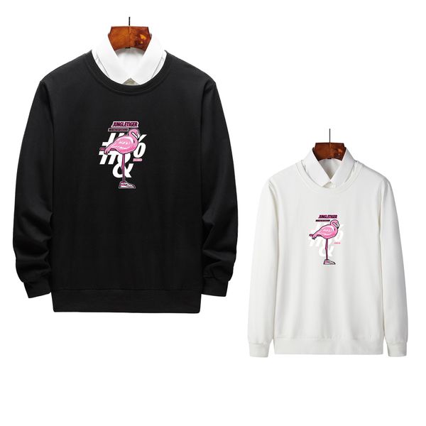 

designer hoodie men autumn pullover sweatshirts casual flamingo print men clothing 3 colors plus size m-4xl excluding white shirts, Black
