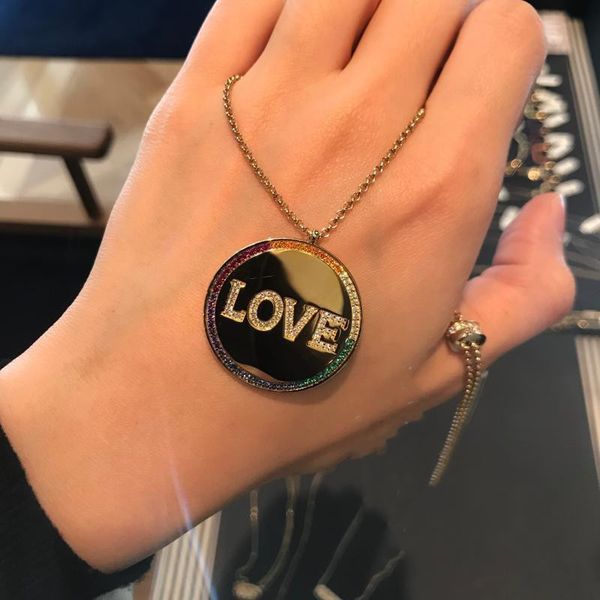

a original factory amour letter round brand gold yellow thick necklace oui chaoren silver plated fashion leisure chain punk