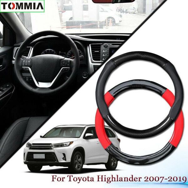 

anti-slip carbon fiber leather car steering wheel cover for toyota highlander