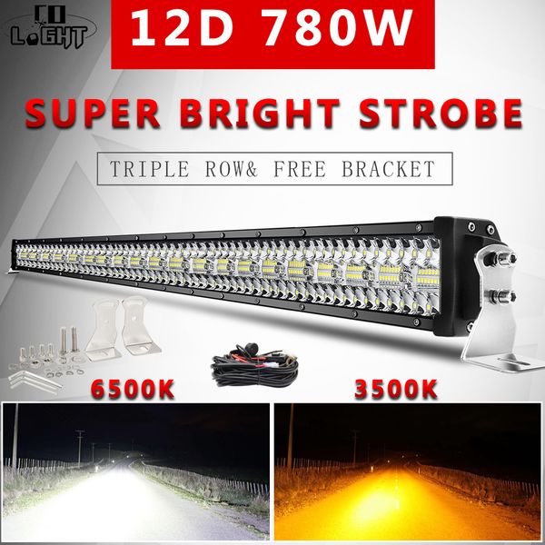 

12d 780w 42" 3-row led light 4x4 offroad bar combo strobe led bar for off road 4wd truck atv 12v 24v trailer work light