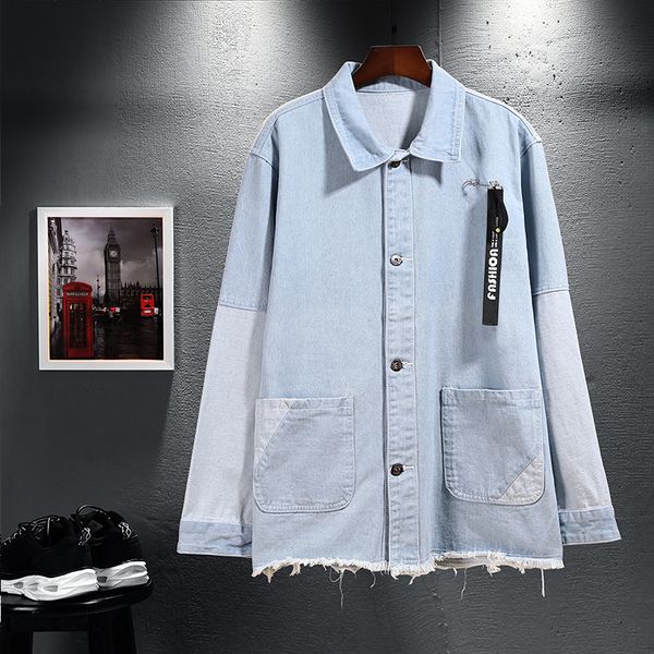 

new style autumn denim jacket korean-style trend loose-fit men cowboy clothes large size control 98, Black;brown