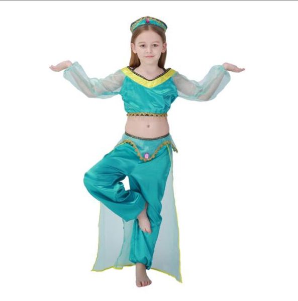 

kid девушка хэллоуин принцесса жасмин костюм storybook aladdin lamp cosplay необычные платья танец живота производительности одежды a150, Black;red