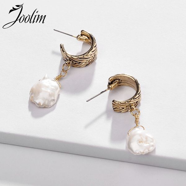 

joolim jewelry wholesale antique gold freshwater pearl drop earring dangle earring, Silver