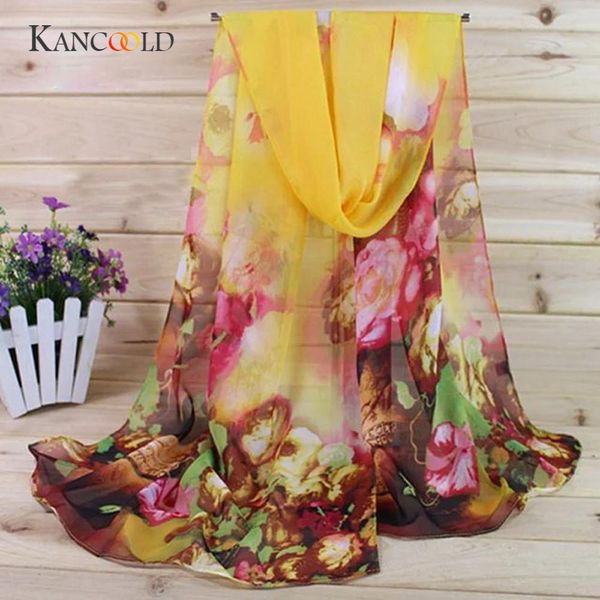 

kancoold silk scarf shawl unique style fashion lady floral prints shawl chiffon scarf scarves for women sale items pjan17, Blue;gray