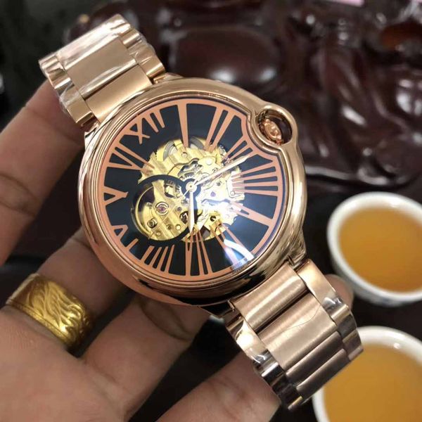 

tide brand luxury mens watches diamond designer leisure watches sculpting hollow literal original sport man watch stainless, Slivery;brown