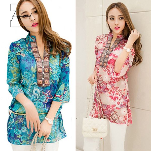 

fashion new womens blouse fashion summer korean style ethnic chiffon loose shirt drop shipping good quality, White