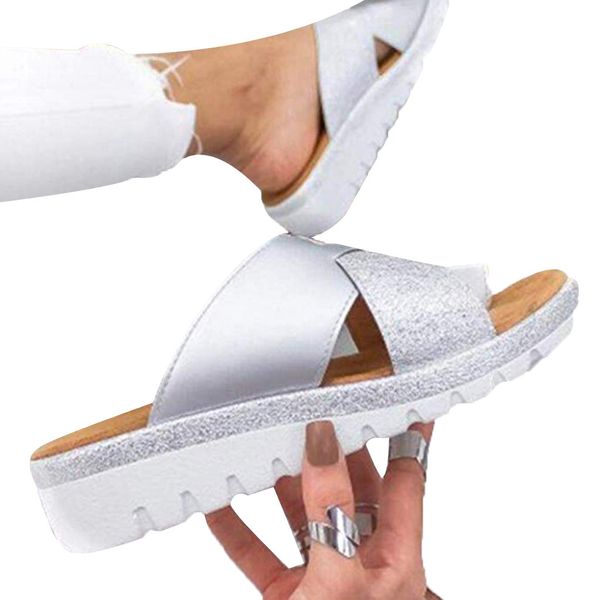 

women pu leather shoes comfy platform flat sole ladies casual soft big toe foot correction sandal orthopedic bunion corrector, Black