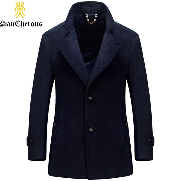 

2017 new arrival wool casual men coats turn down collar men jackets 3 colors fashion winter parkas plus size m-4xl, Black;brown
