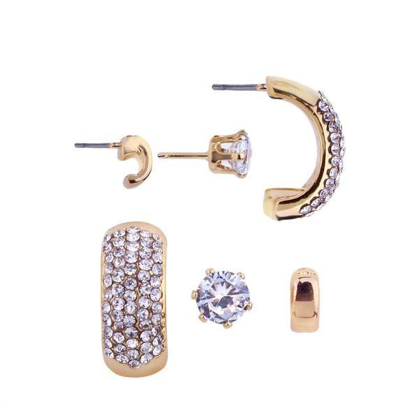 Brincos de orelha de diamantes estrela por atacado para mulheres carta amor moda brincos de cobre dourado menina 3 peças conjunto de jóias frete grátis